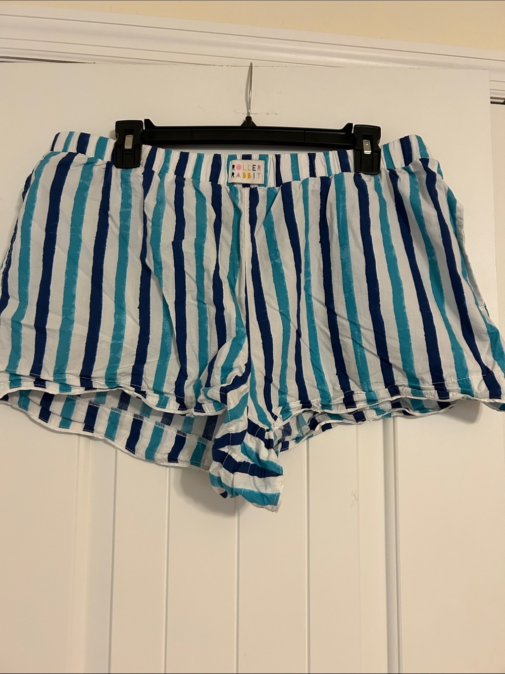 Roller Rabbit x Target Teal, Light Blue & Navy Striped Cotton Lounge Shorts